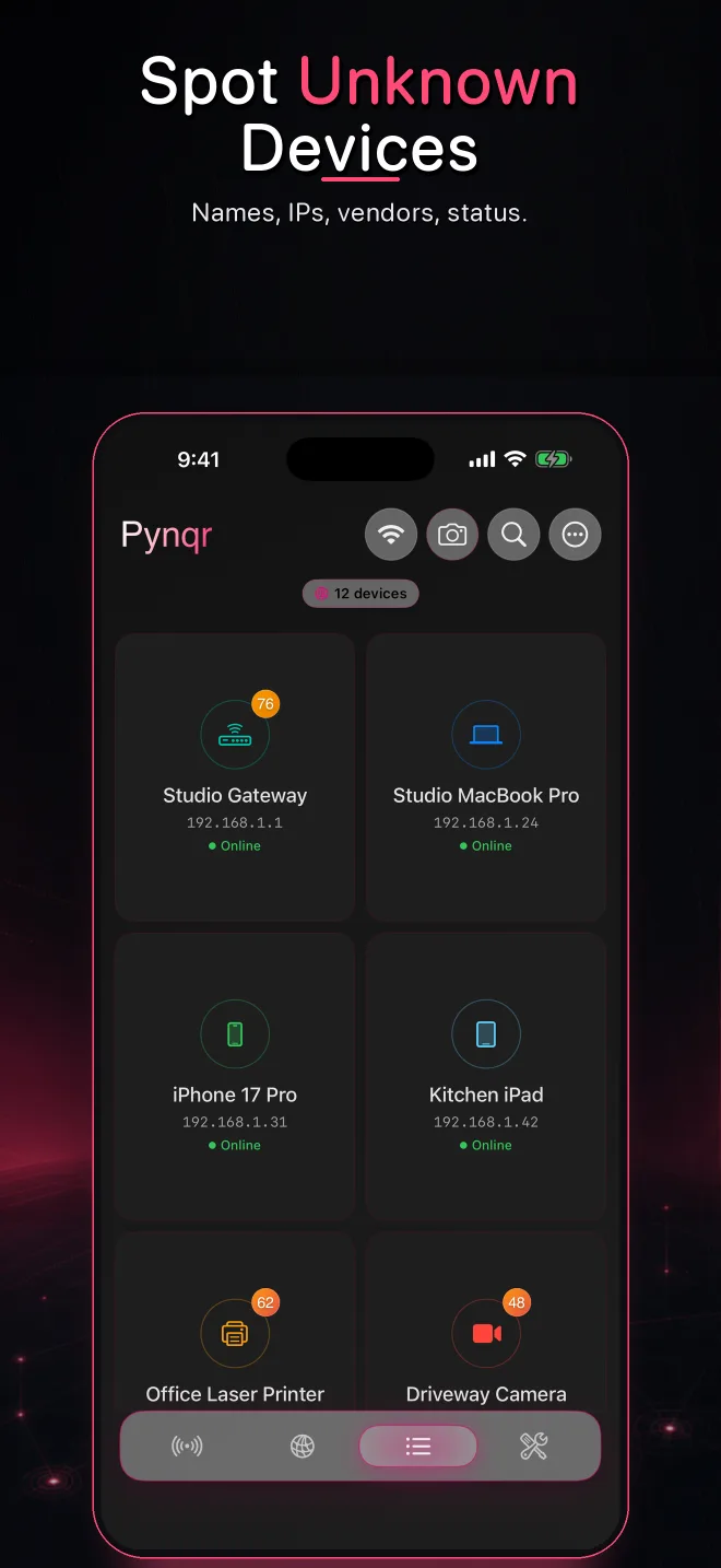 Pynqr list of devices used to investigate unknown WiFi hardware
